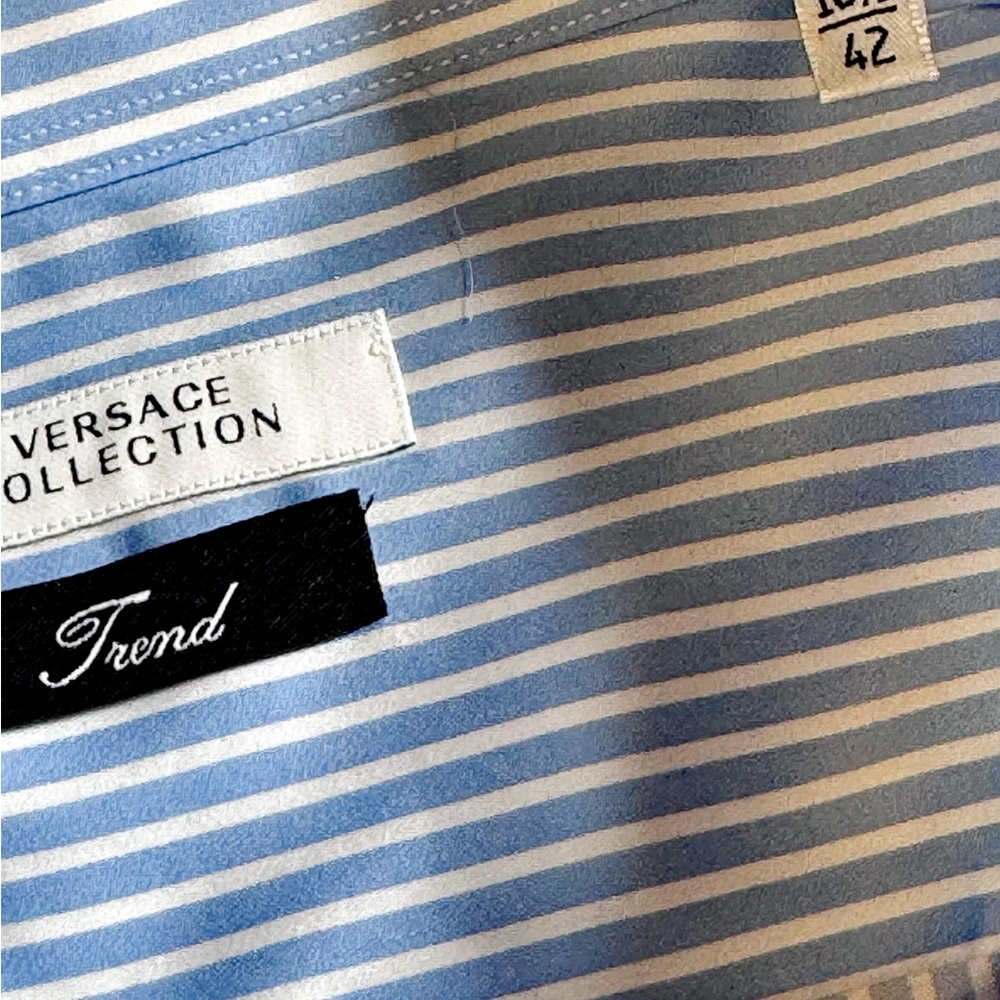 Versace Collection “Trend” in Elegant Blue Striped Dress Shirt for Men - Picture 4 of 6